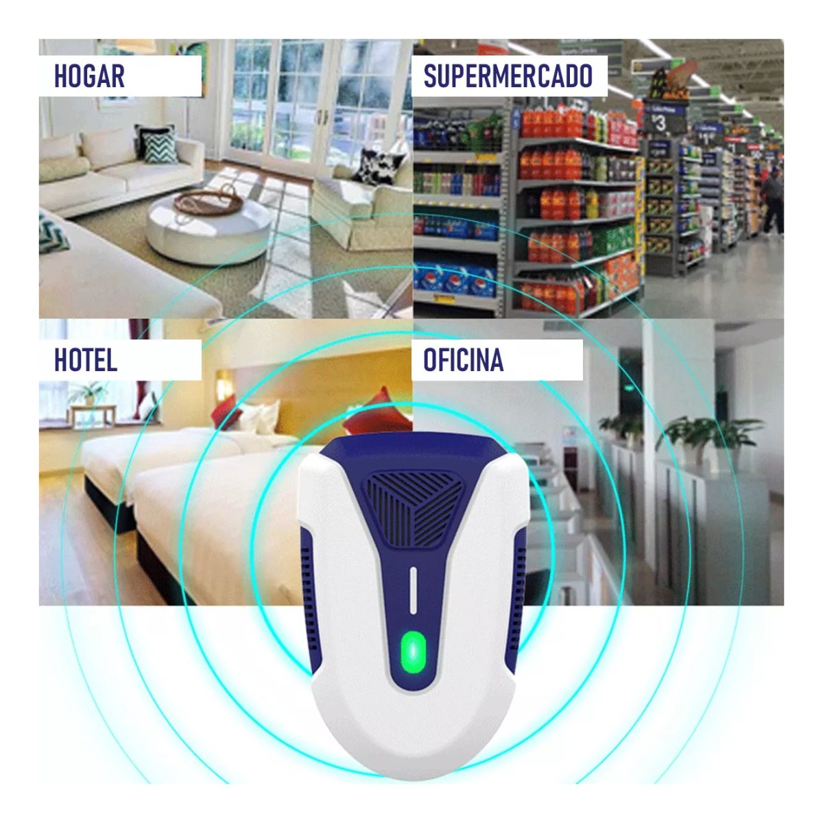 Repelentes Electrónicos Ultrasónicos Para Plagas Alto Poder Blanco/Azul