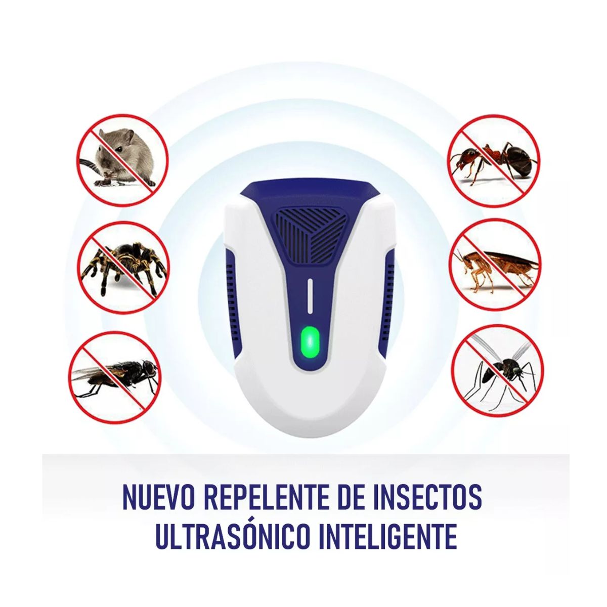 Repelentes Electrónicos Ultrasónicos Para Plagas Alto Poder Blanco/Azul