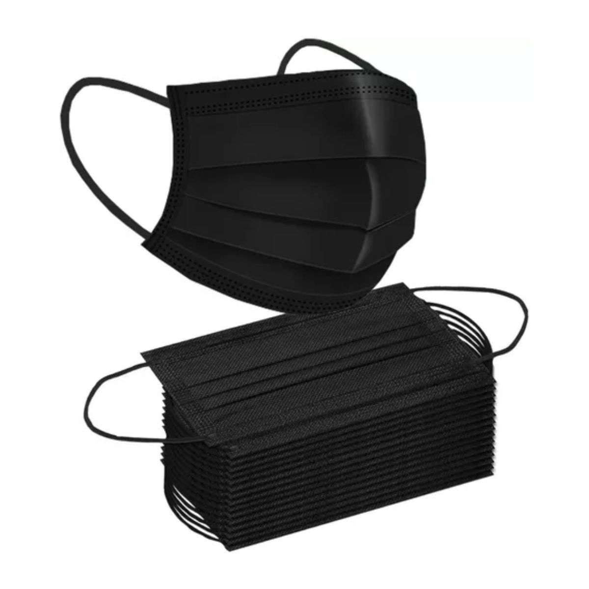 Cubrebocas Tricapa Termosellado Plisado Negro 1000 Piezas Negro