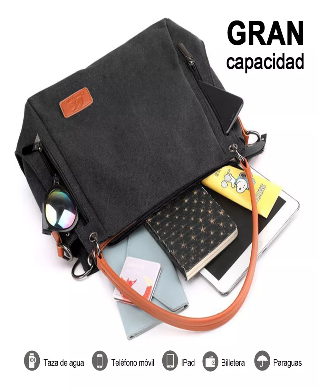 Bolso Multifuncional De Lona De Gran Capacidad Para Mujer