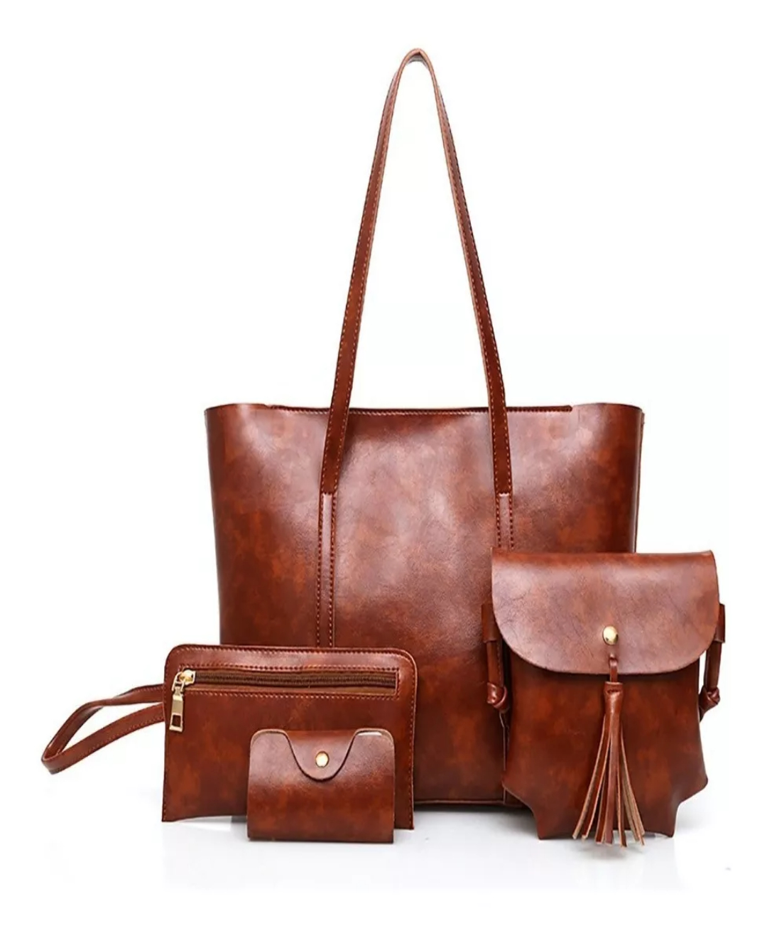 Set 4 Bolsas Mujer Moda Cartera Crossbody Tote Borla Logo
