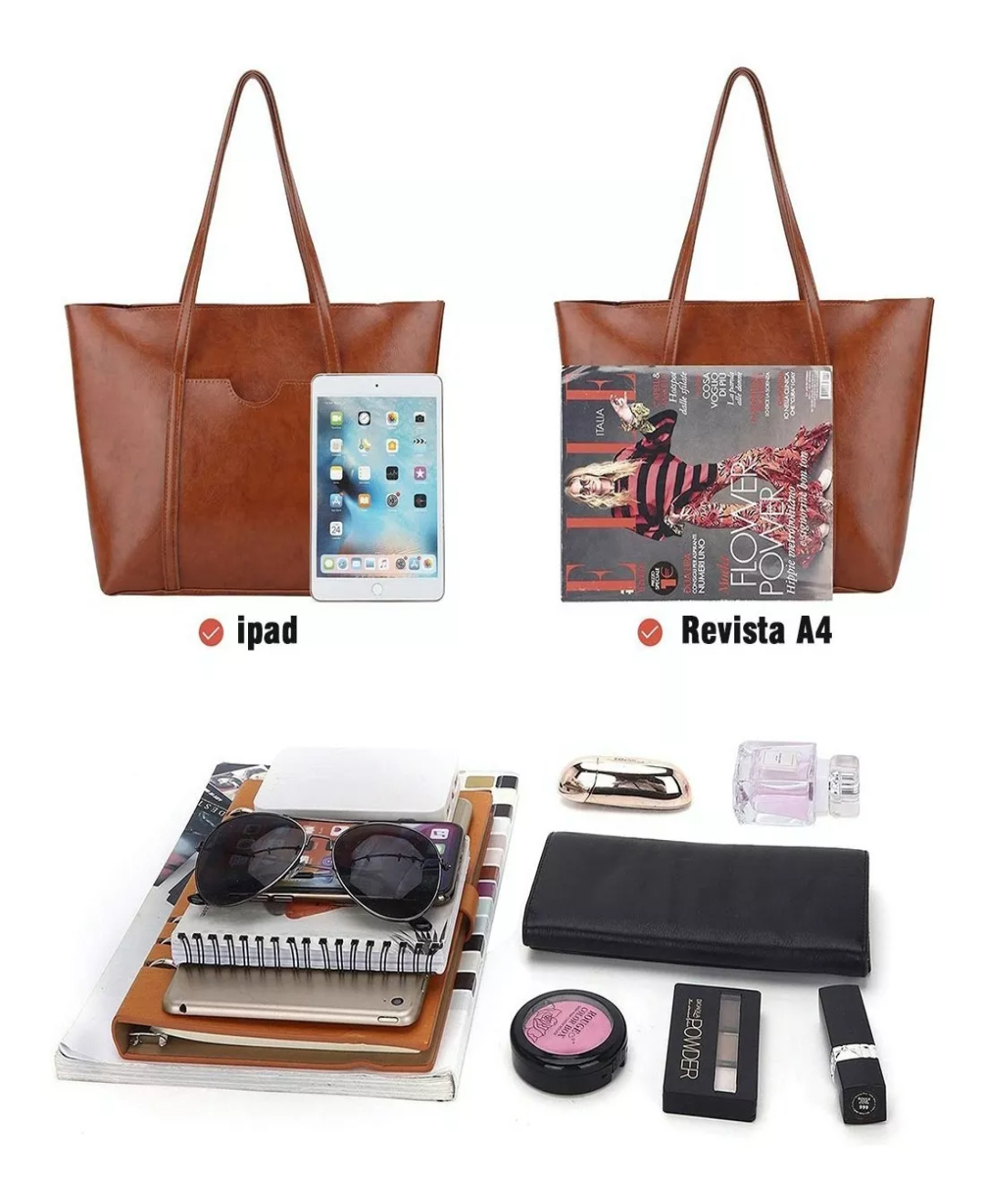 Set 4 Bolsas Mujer Moda Cartera Crossbody Tote Borla Logo
