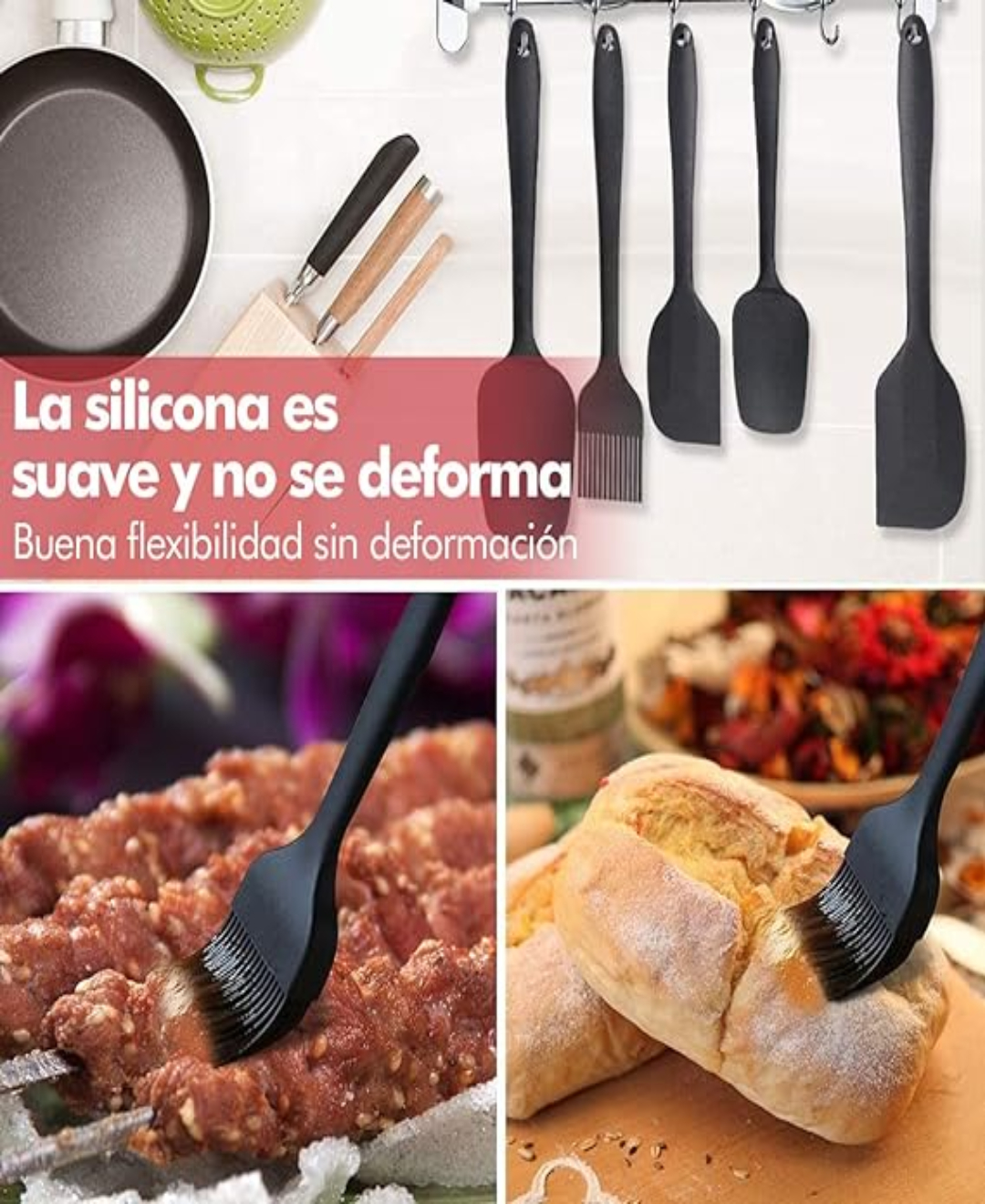 Utensilios Silicona Cocina Palas Espatulas Reposteria 6 Set