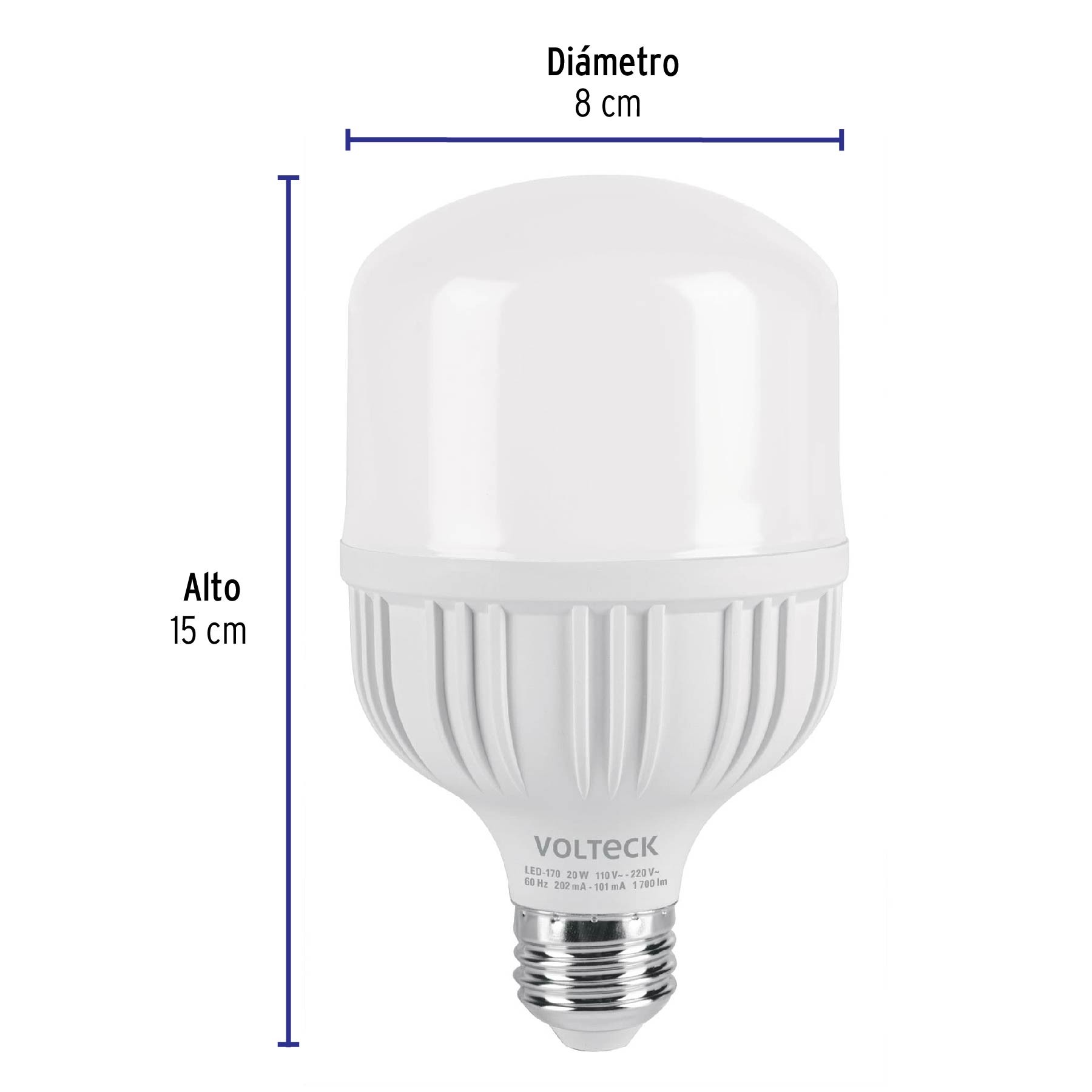 LÁMPARA DE LED ALTA POTENCIA 20 W LUZ DE DÍA, CAJA, VOLTECK 46225