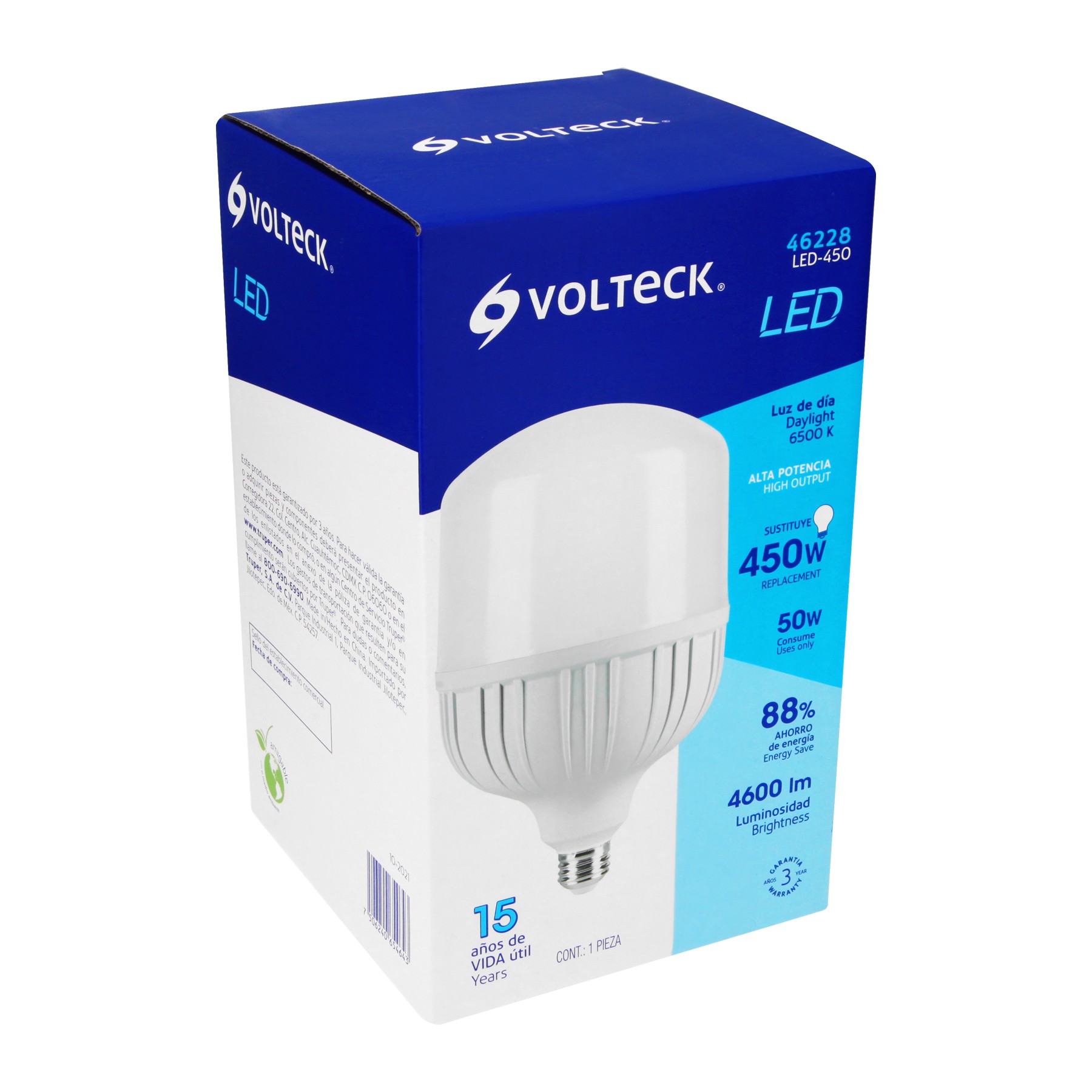 LÁMPARA DE LED ALTA POTENCIA 50 W LUZ DE DÍA, CAJA, VOLTECK 46228