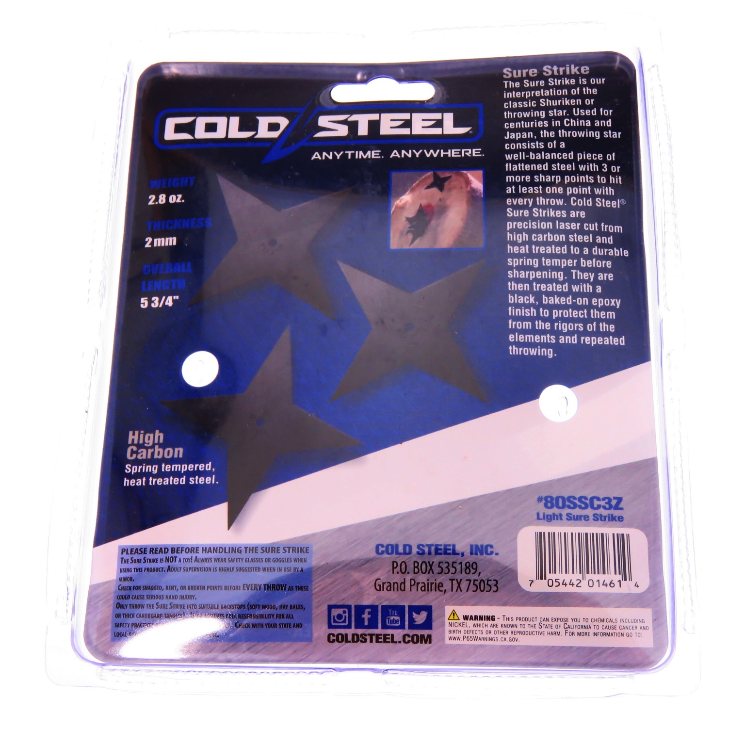 Cs80ssc3z Cold Steel Ligth Sure Strike Shuriken Set 3 Pz Hc