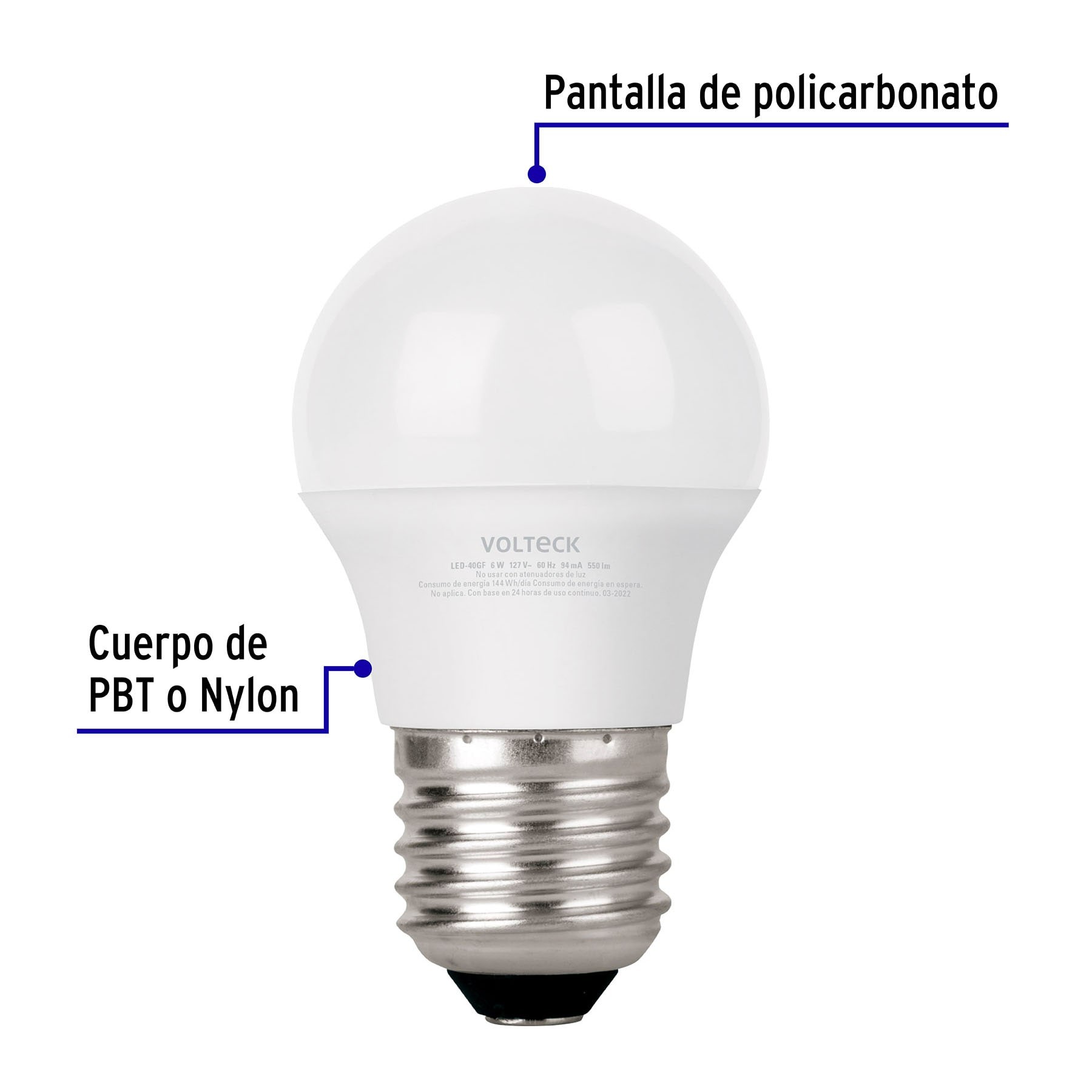 LÁMPARA DE LED, G45, 6 W, LUZ DE DÍA, VOLTECK 46277