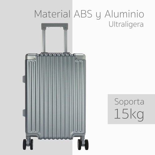 Maleta De 20' Con 4 Ruedas 360 De Aluminio Color Gris 
