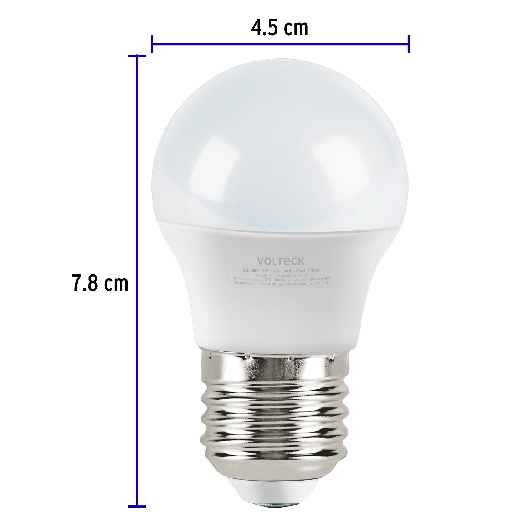 LÁMPARA DE LED, G45, 3 W, LUZ DE DÍA, VOLTECK 46854