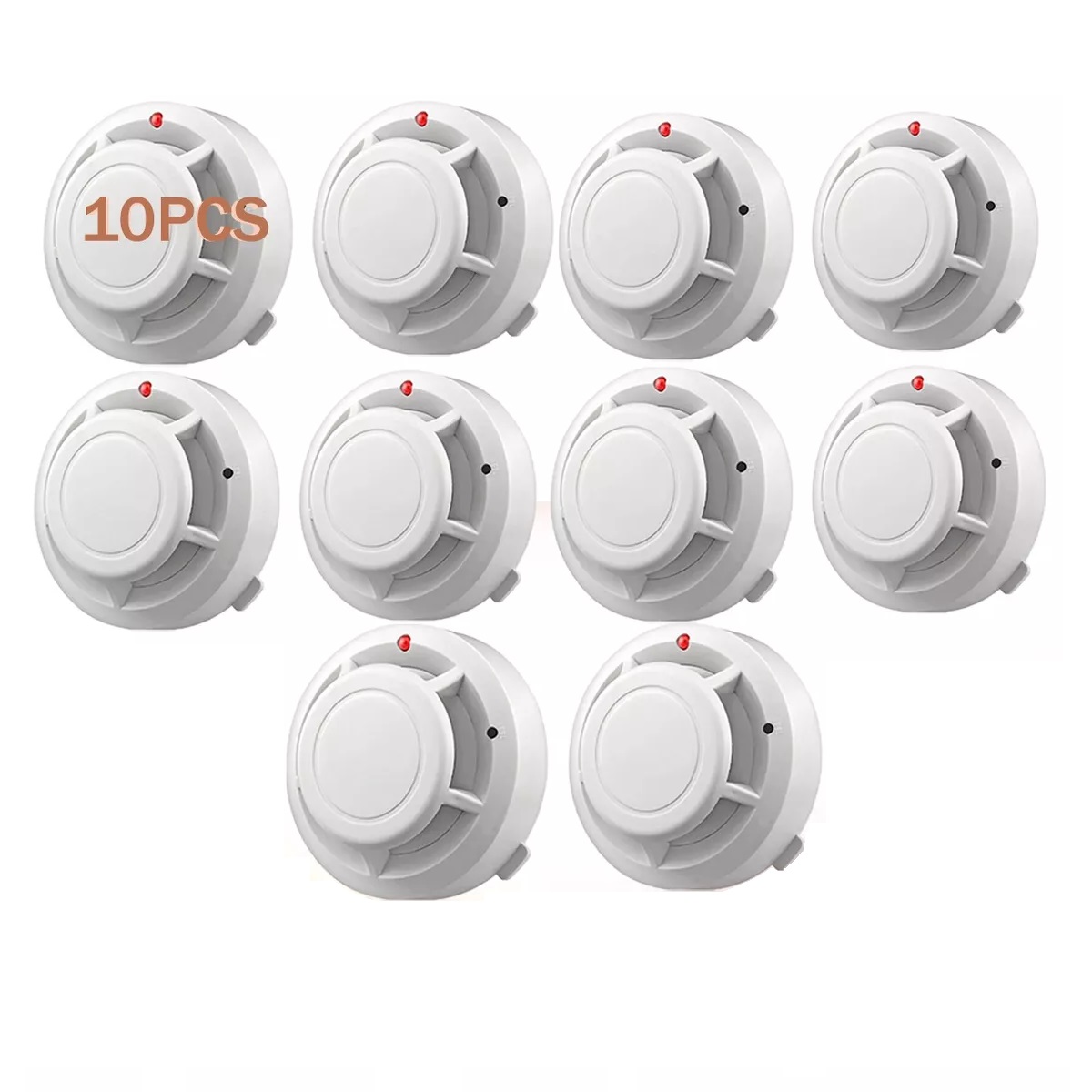 Kit Detector De Humo Con Alta Cobertura Y Alarma Con Sonido 10pc