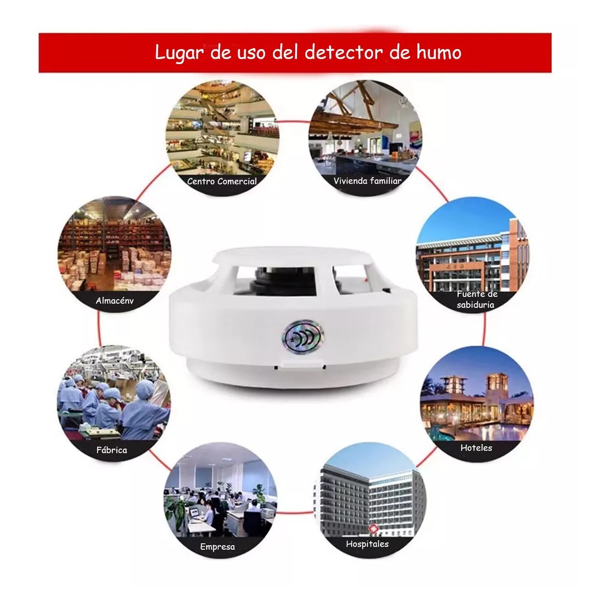 Kit Detector De Humo Con Alta Cobertura Y Alarma Con Sonido 10pc