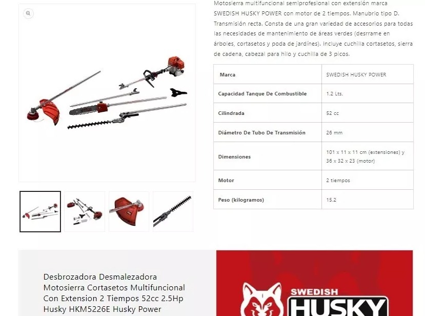Desmalezador Multifuncional 4 Funciones Hkm5226e Husky