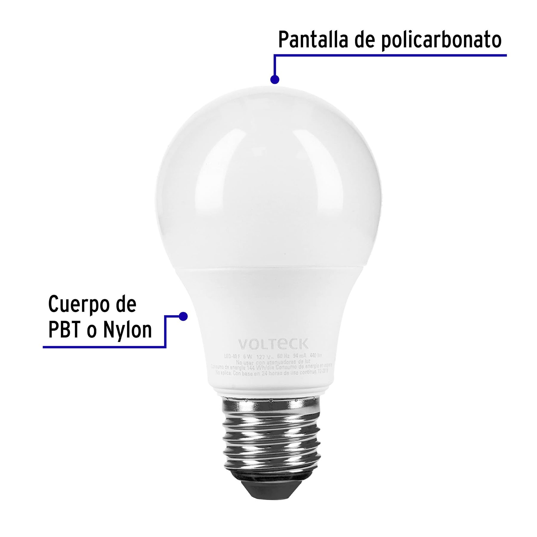 LÁMPARA LED A19 6 W (EQUIV. 40 W), LUZ DE DÍA, BLÍSTER VOLTECK 46856