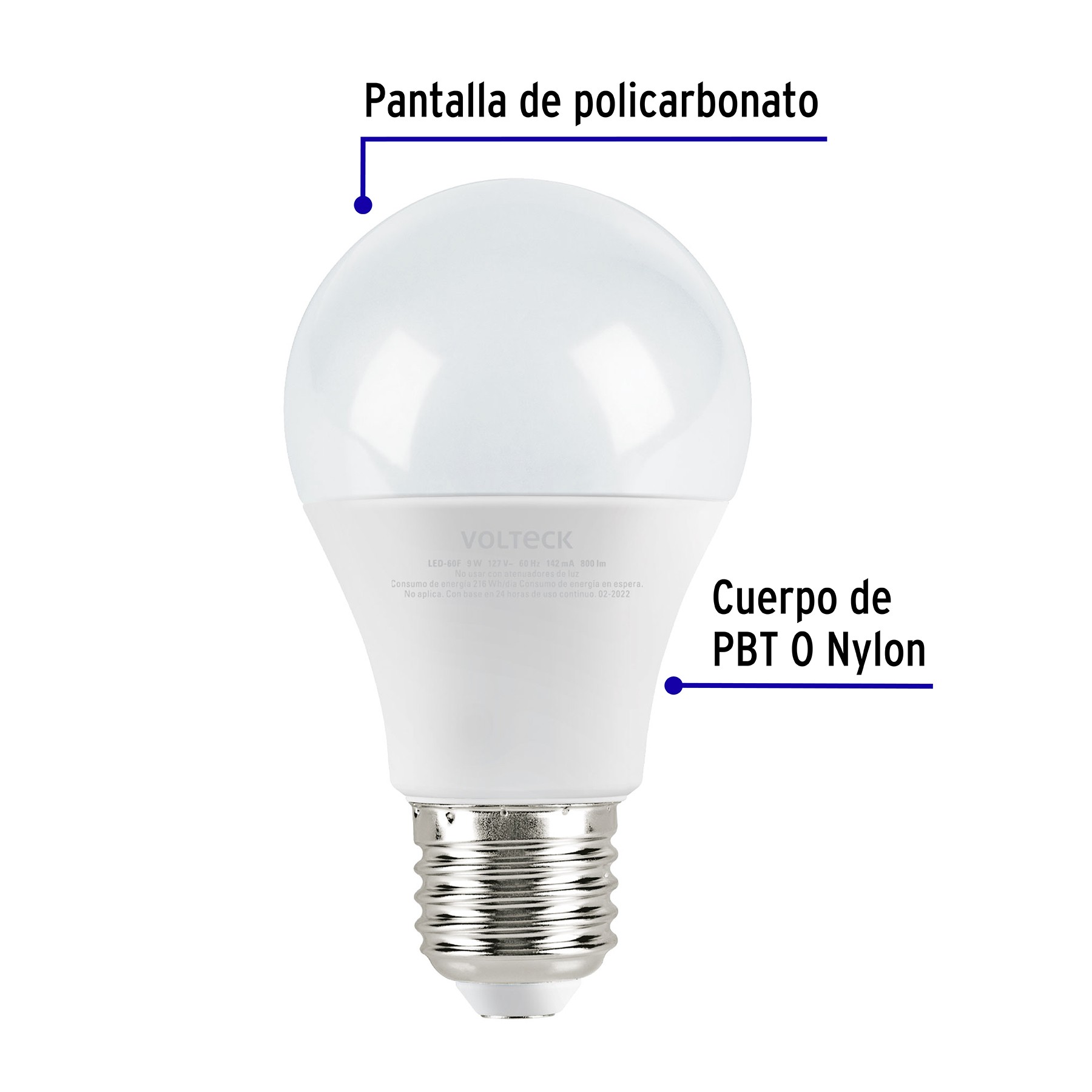 LÁMPARA LED A19 9 W (EQUIV. 60 W), LUZ DE DÍA, BLÍSTER VOLTECK 46858