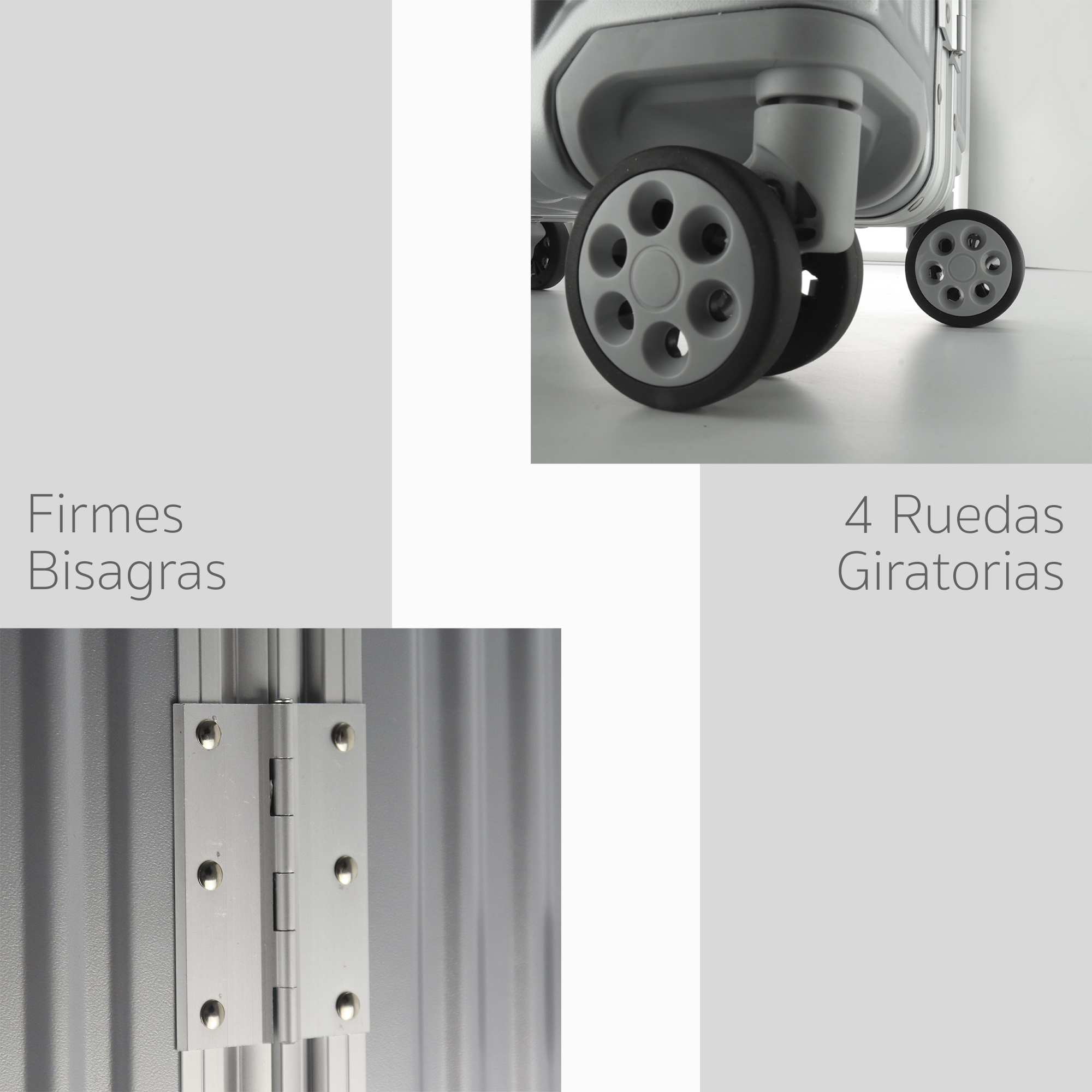 Maleta De 24' De Aluminio Con Ruedas 360 Color Gris