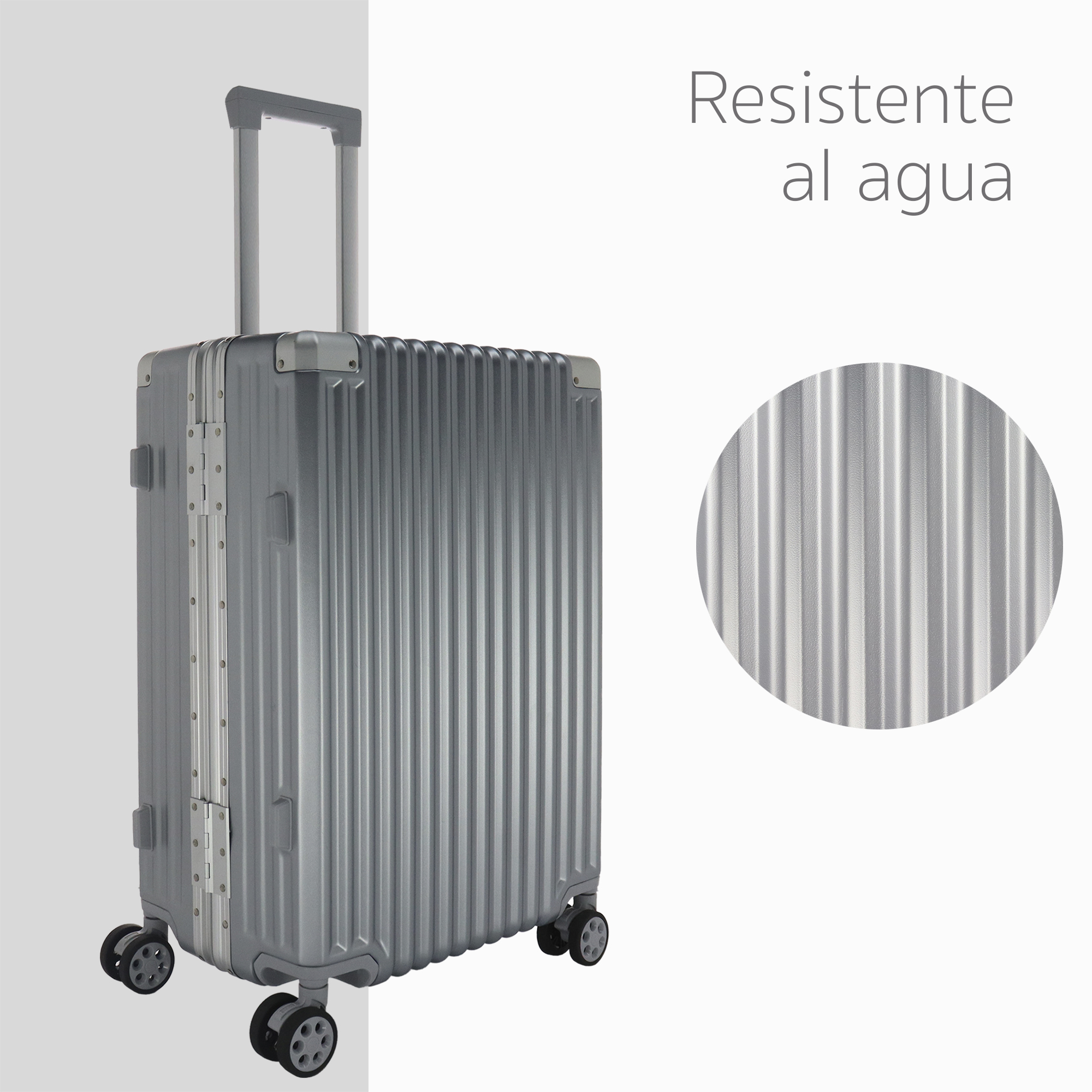 Maleta De 24' De Aluminio Con Ruedas 360 Color Gris