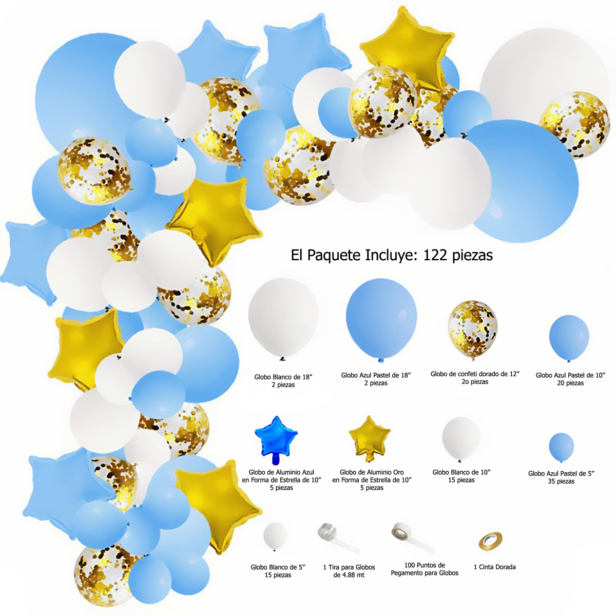 Kit Decoración Fiesta Globos Cumpleaños Bautizo Baby Shower