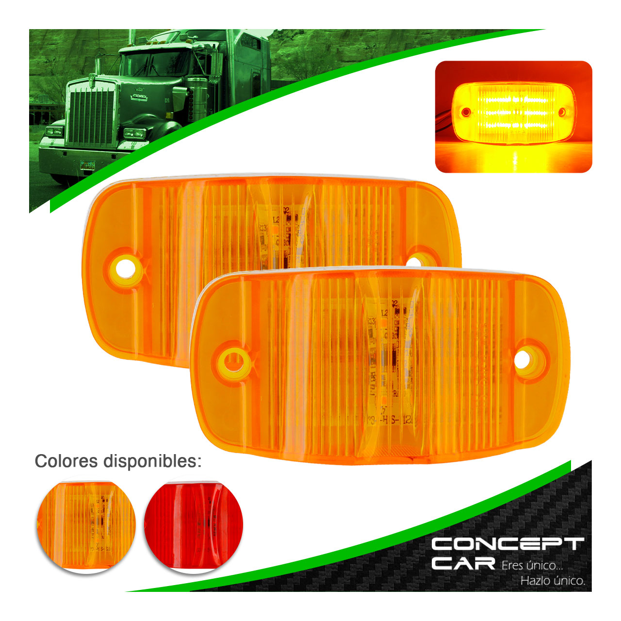 PAR PLAFONES 14 LEDS LATERAL CAMION TRAILER UNIVERSAL 12-24V