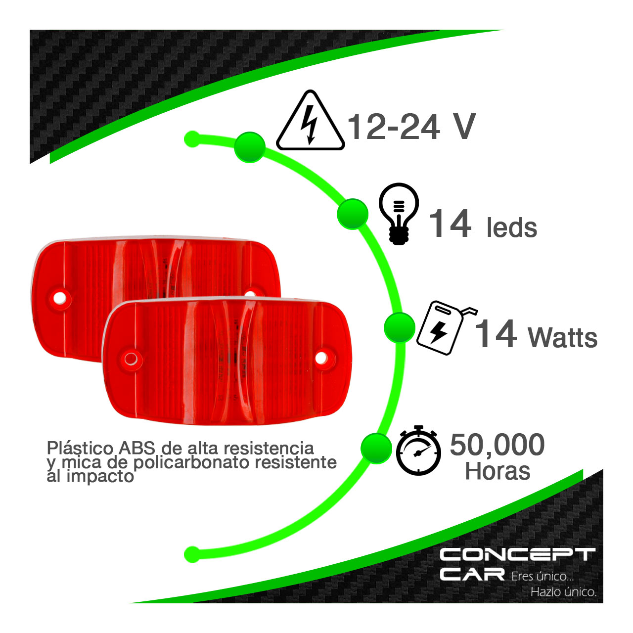 PAR PLAFONES 14 LEDS LATERAL CAMION TRAILER UNIVERSAL 12-24V
