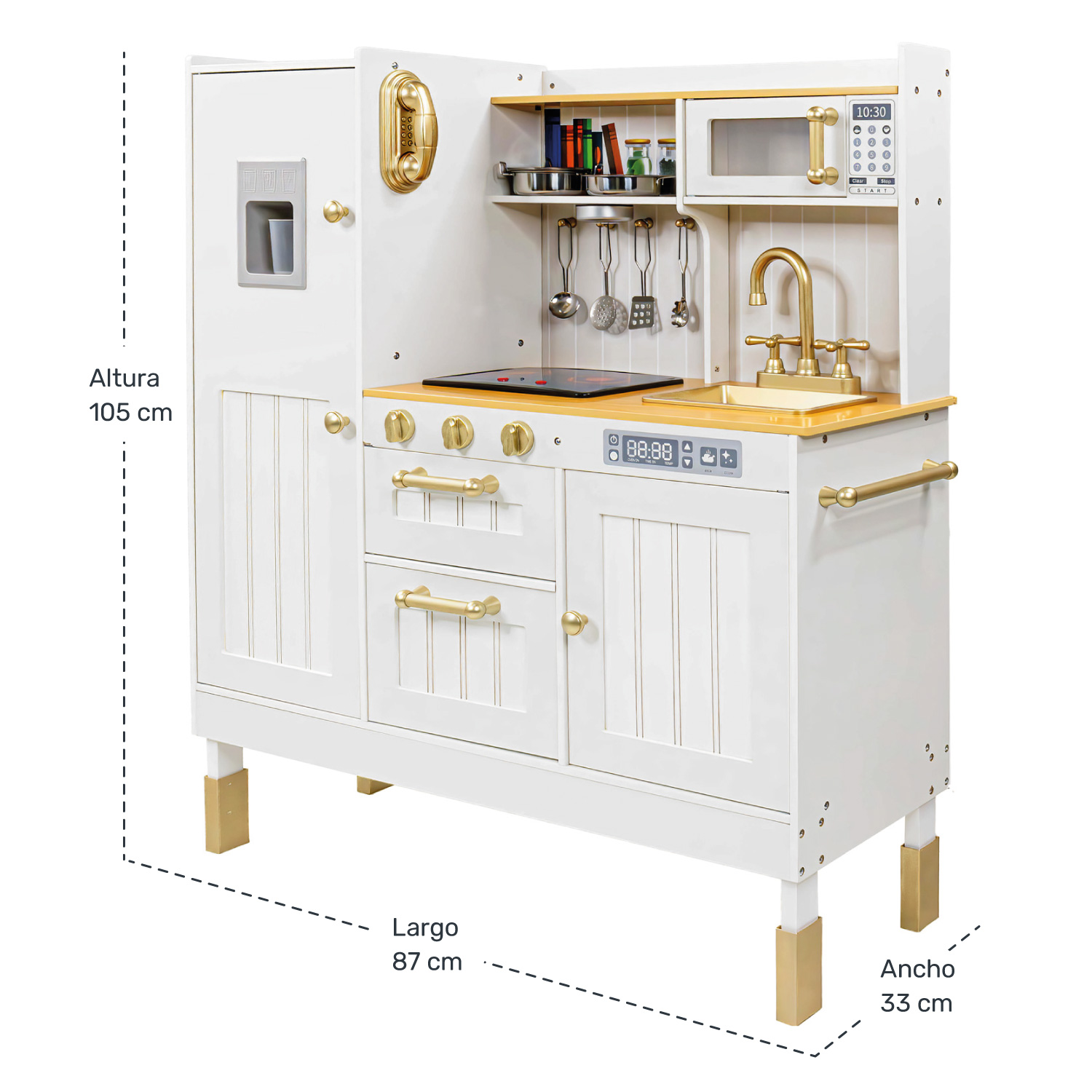 Cocina Juguete Cocinita Niños Infantil Luz Led Sonidos Blanca