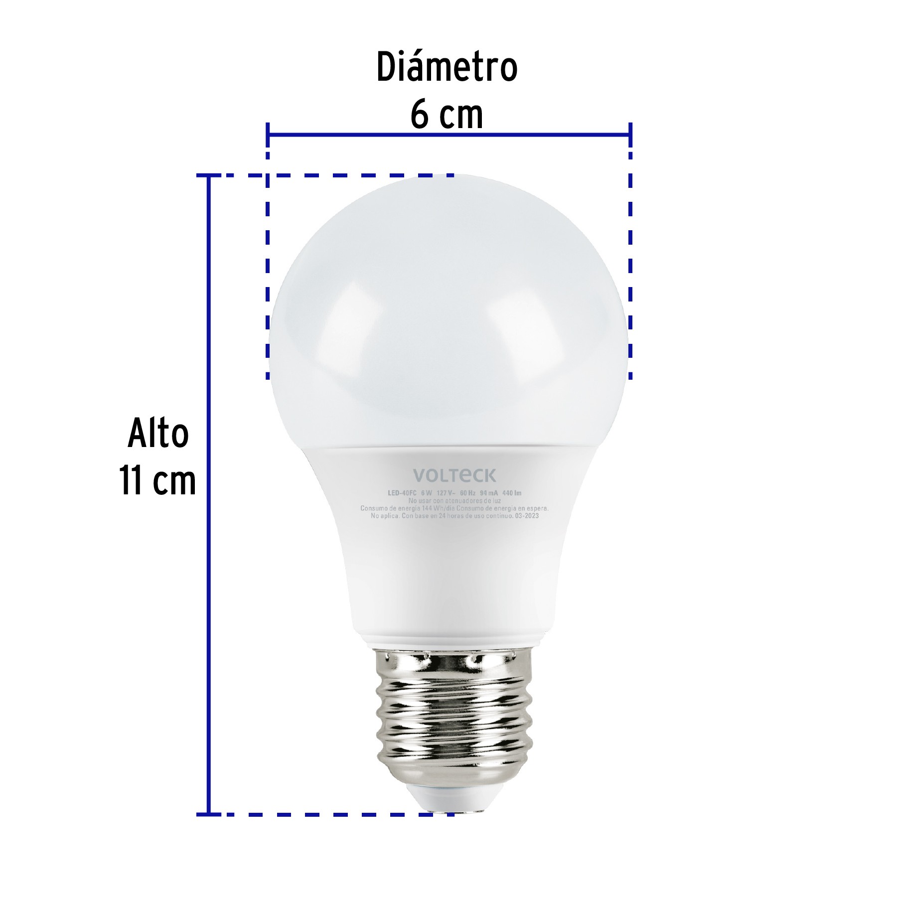 LÁMPARA LED TIPO BULBO A19 6 W LUZ DE DÍA, CAJA, VOLTECK 47544