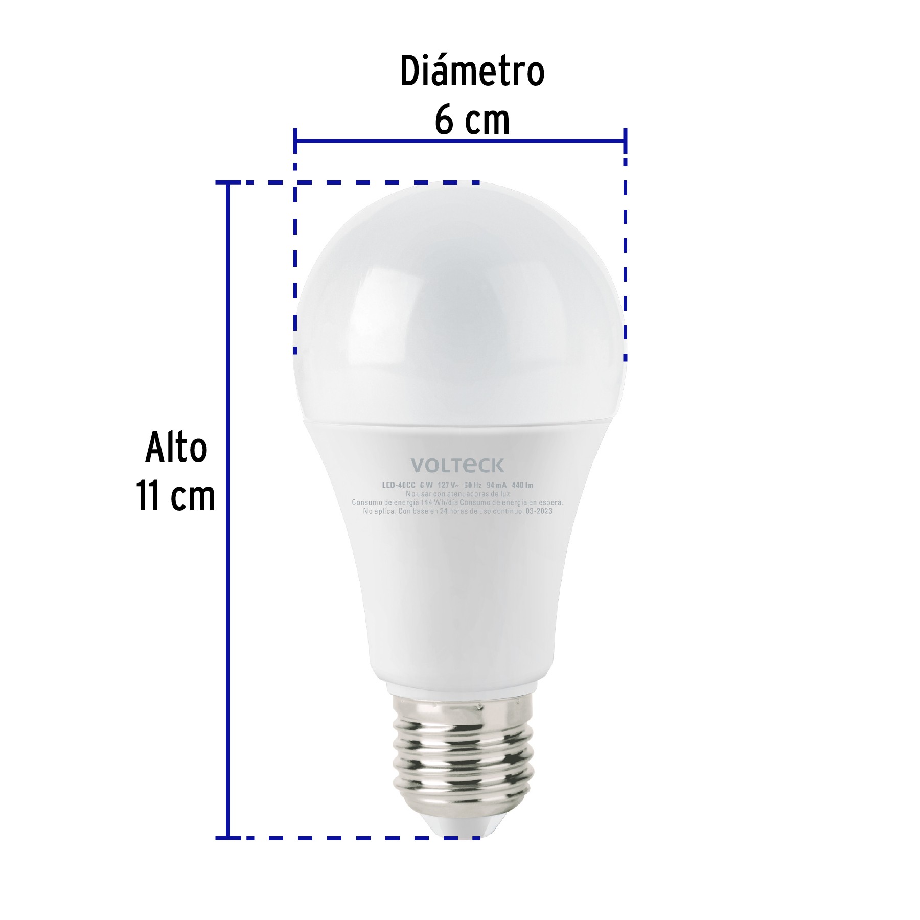 LÁMPARA LED TIPO BULBO A19 6 W LUZ CÁLIDA, CAJA, VOLTECK 47545