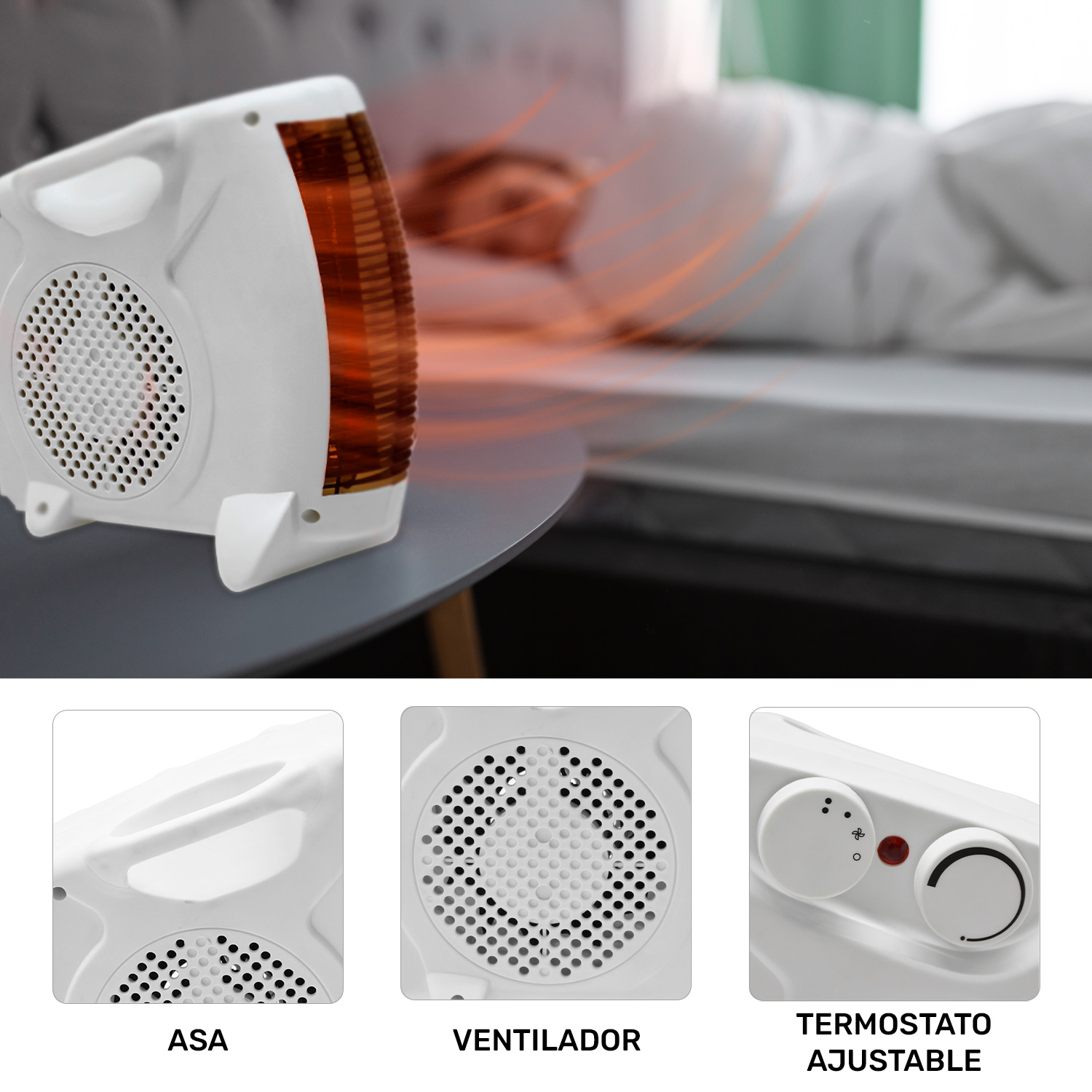 Calefactor Ventilador Electrico Portatil Temperatura 4 Modos