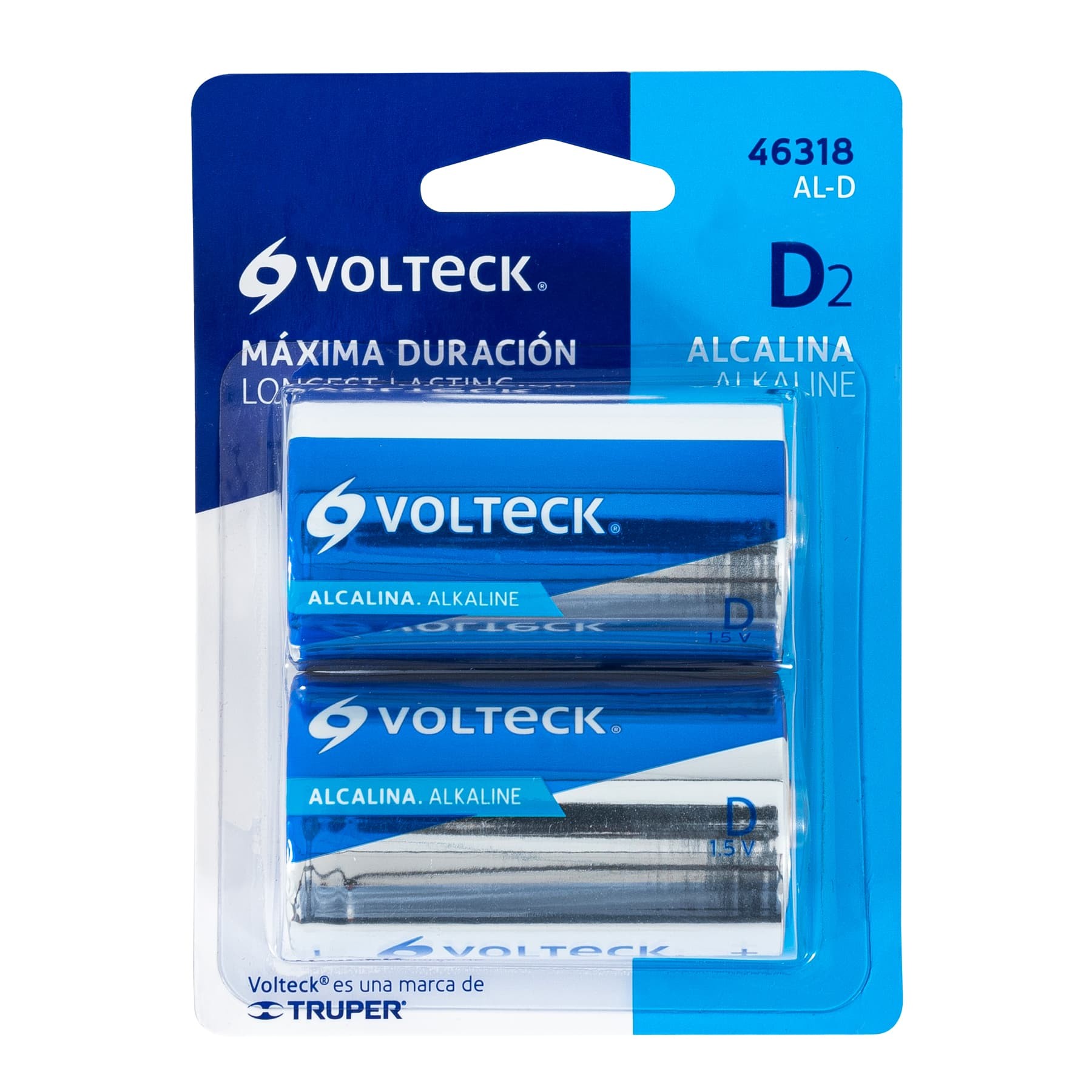 BLÍSTER CON 4 PILAS ALCALINAS TAMAÑO D, VOLTECK 46318