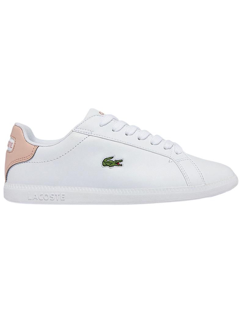 TENIS LACOSTE GRADUATE BLANCO CON TALON ROSA CLARO DE PIEL PARA MUJER