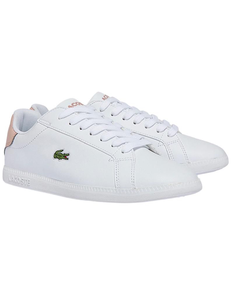 TENIS LACOSTE GRADUATE BLANCO CON TALON ROSA CLARO DE PIEL PARA MUJER