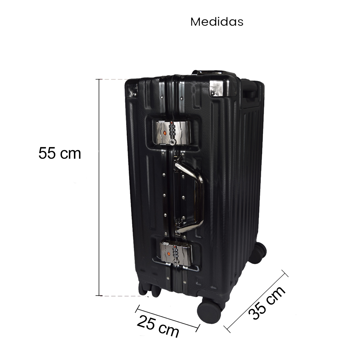 Maleta Cuadrada Estructura de Aluminio  20" Con Candado de Seguridad