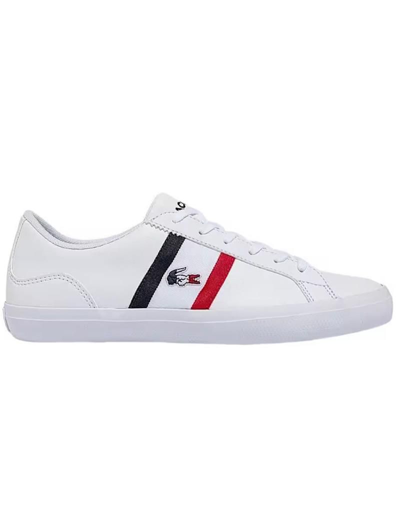 TENIS  LACOSTE LEROND BLANCO BANDERA FRANCIA PARA MUJER DE PIEL