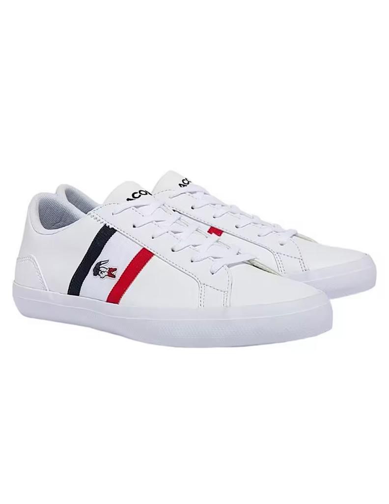 TENIS  LACOSTE LEROND BLANCO BANDERA FRANCIA PARA MUJER DE PIEL