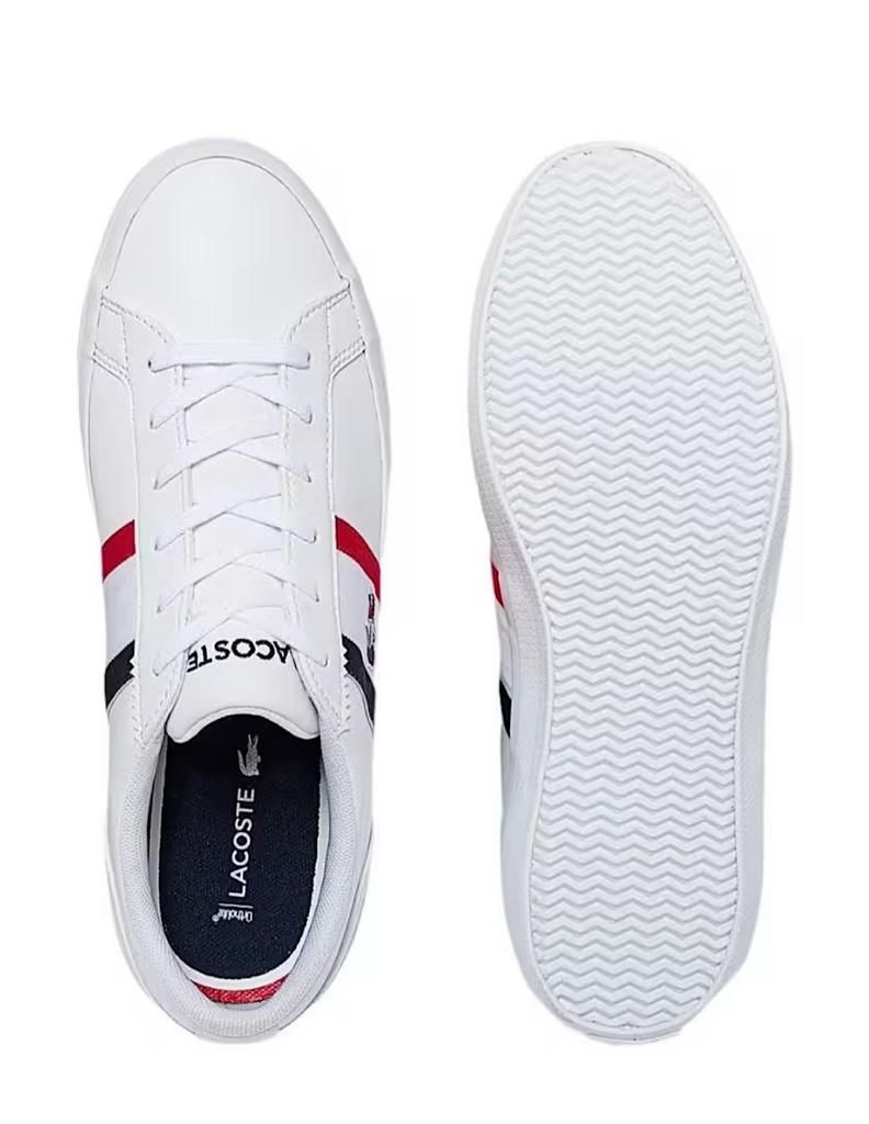 TENIS  LACOSTE LEROND BLANCO BANDERA FRANCIA PARA MUJER DE PIEL