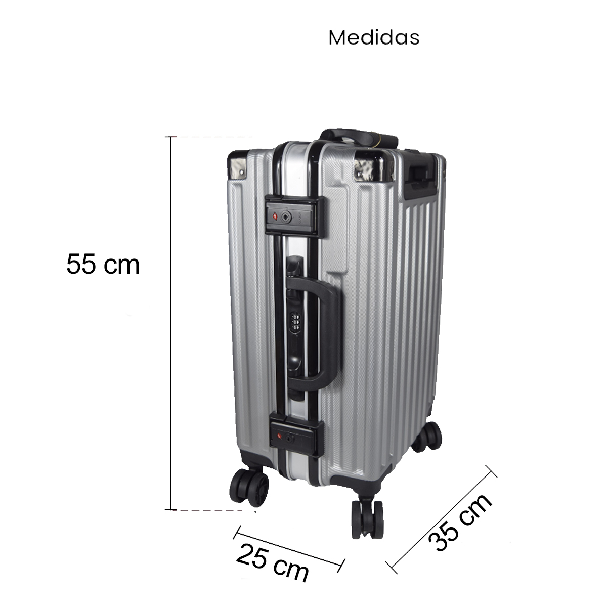 Maleta Cuadrada 20 Pulgadas Con Candado de Seguridad Gris