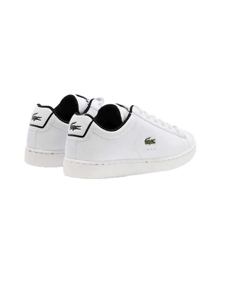 TENIS LACOSTE CARNABY BLANCO CON NEGRO PARA MUJER SINTETICO