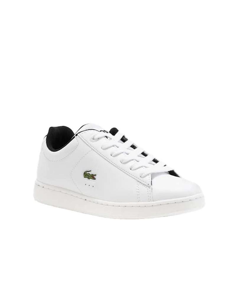 TENIS LACOSTE CARNABY BLANCO CON NEGRO PARA MUJER SINTETICO