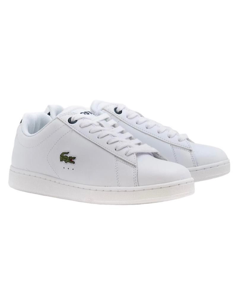 TENIS LACOSTE CARNABY BLANCO CON AZUL MARINO MUJER SINTETICO