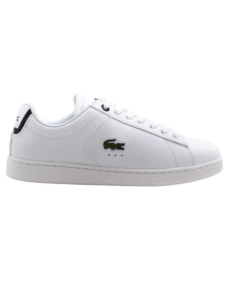 TENIS LACOSTE CARNABY BLANCO CON AZUL MARINO MUJER SINTETICO