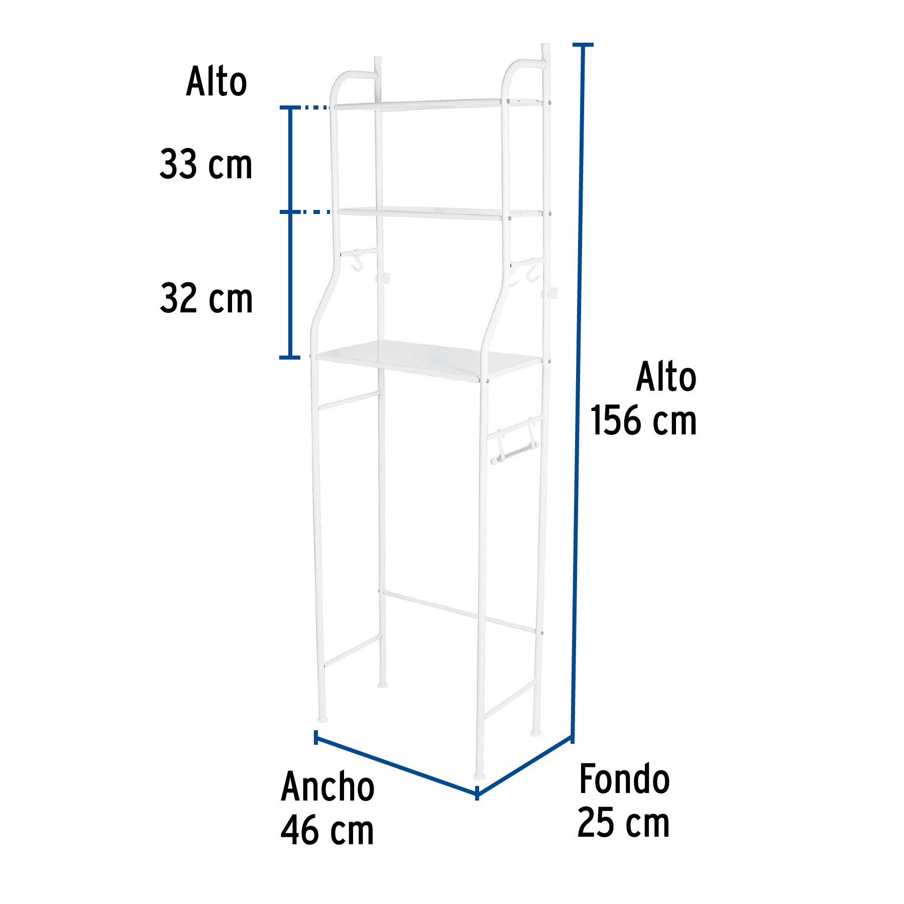 MUEBLE ORGANIZADOR BLANCO PARA BAÑO CON 3 REPISAS, FOSET 47907