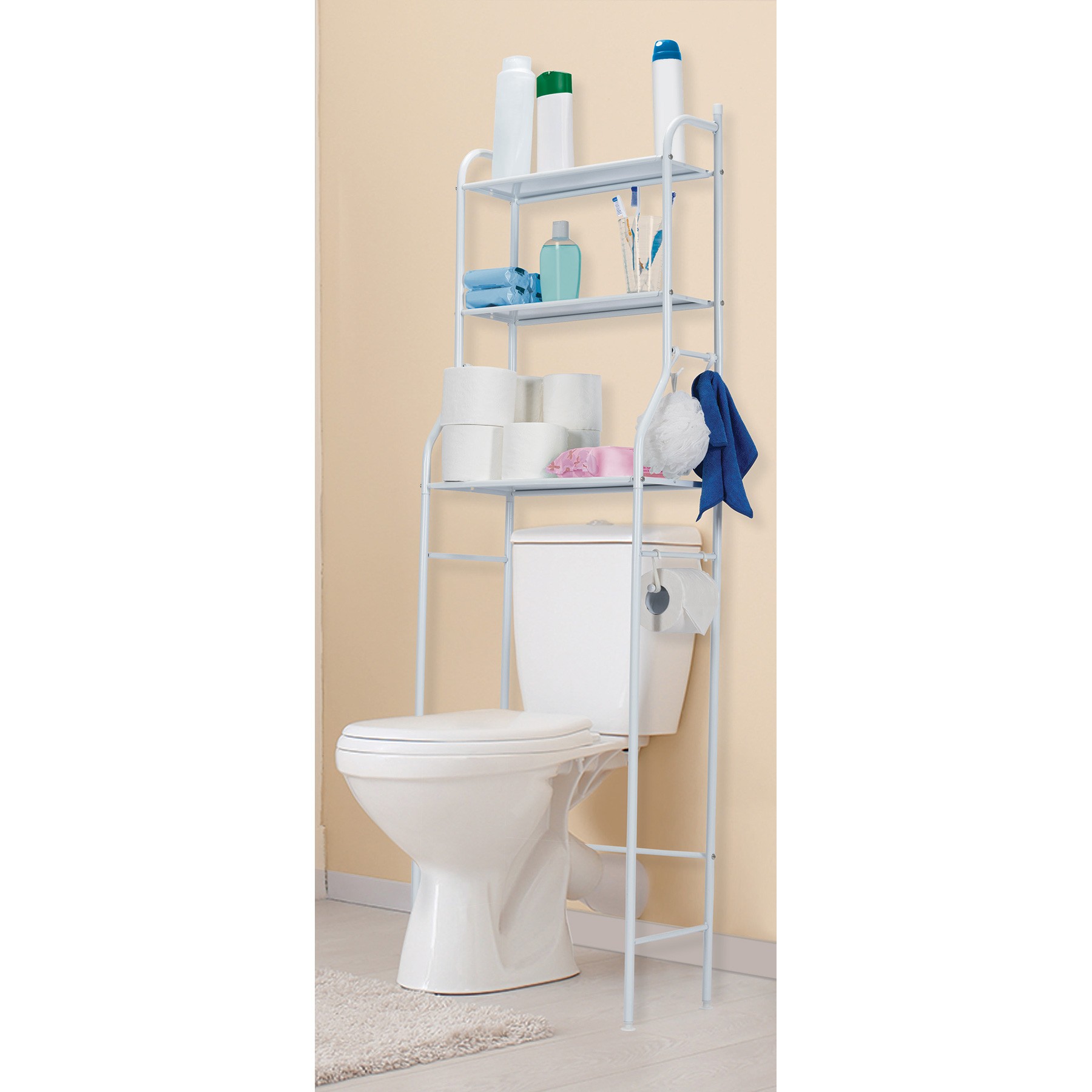 MUEBLE ORGANIZADOR BLANCO PARA BAÑO CON 3 REPISAS, FOSET 47907