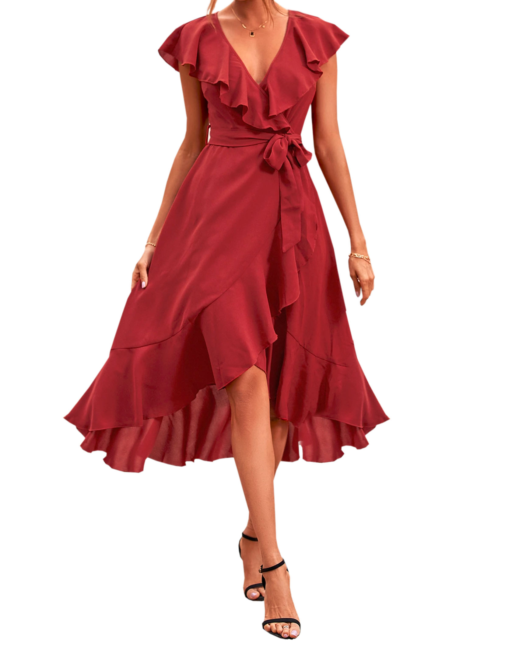 Vestido Casual Corto Dama Elegante Sexi Envolvente Bohemio
