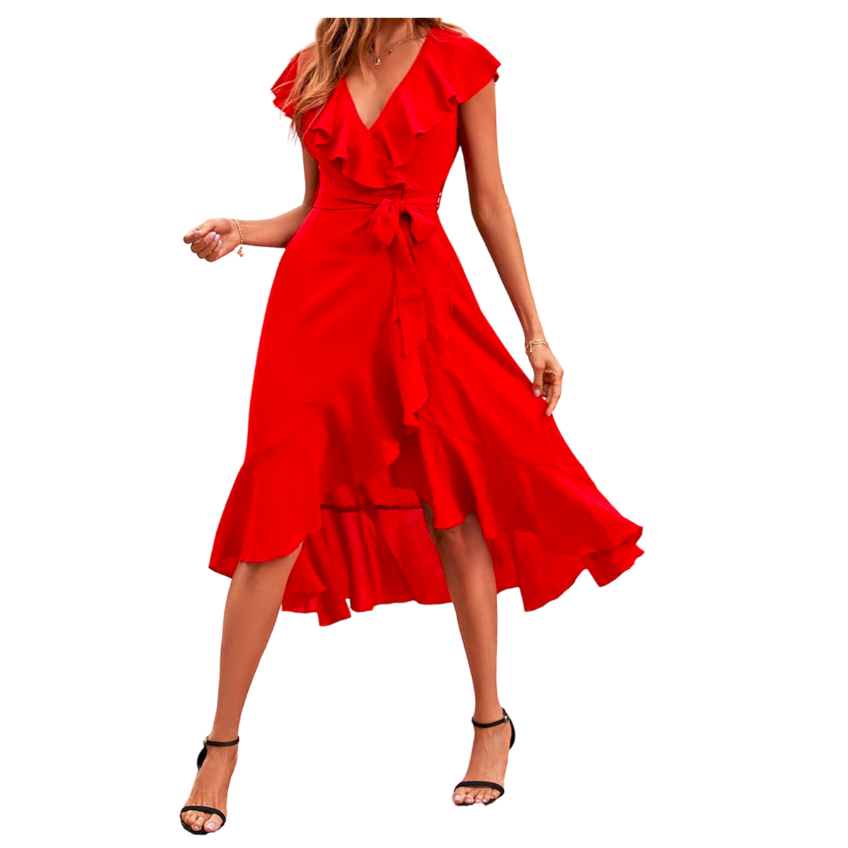 Vestido Casual Corto Dama Elegante Sexi Envolvente Bohemio