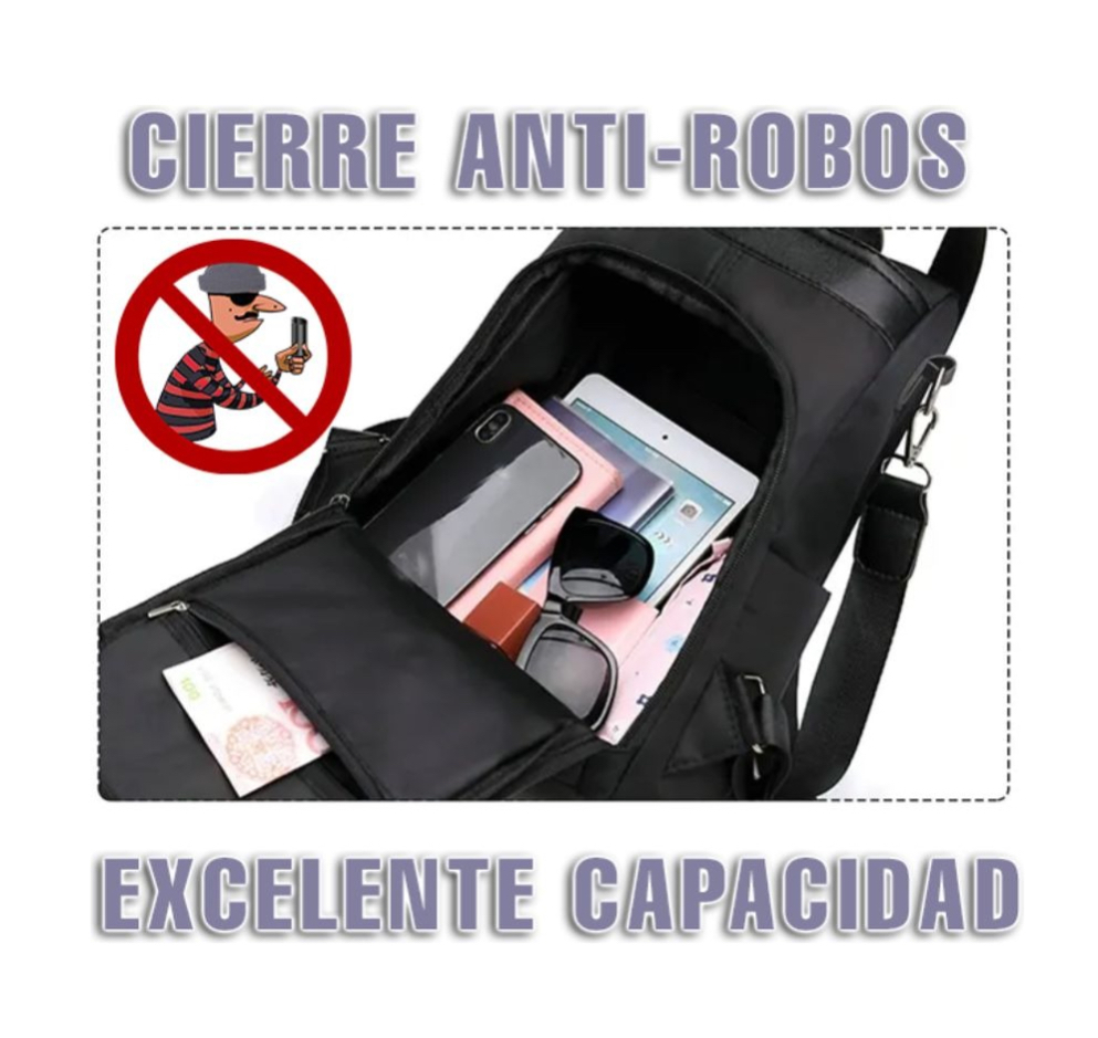 Bolsa Mochila Mujer Casual Viaje Impermeable Moda negro