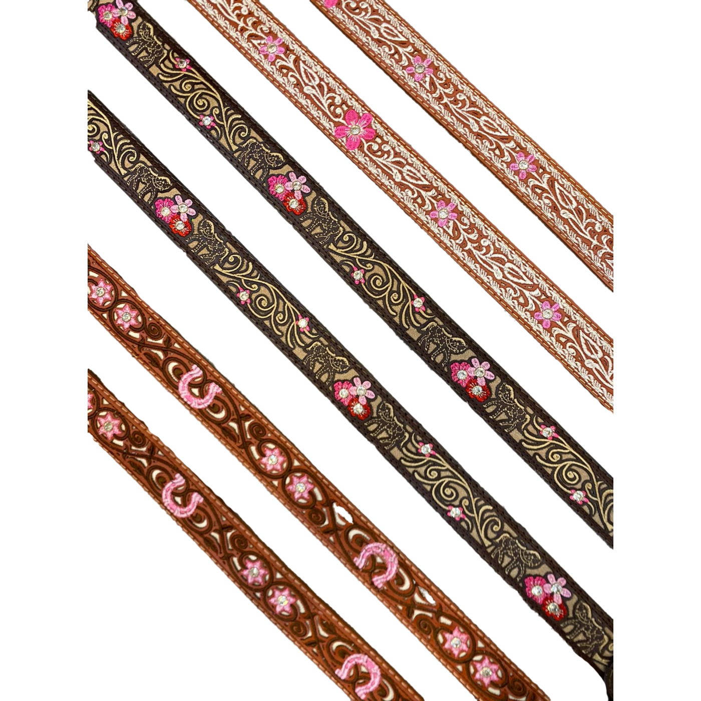 Cinturón Vaquero Bordado Flores Rosas para Mujer