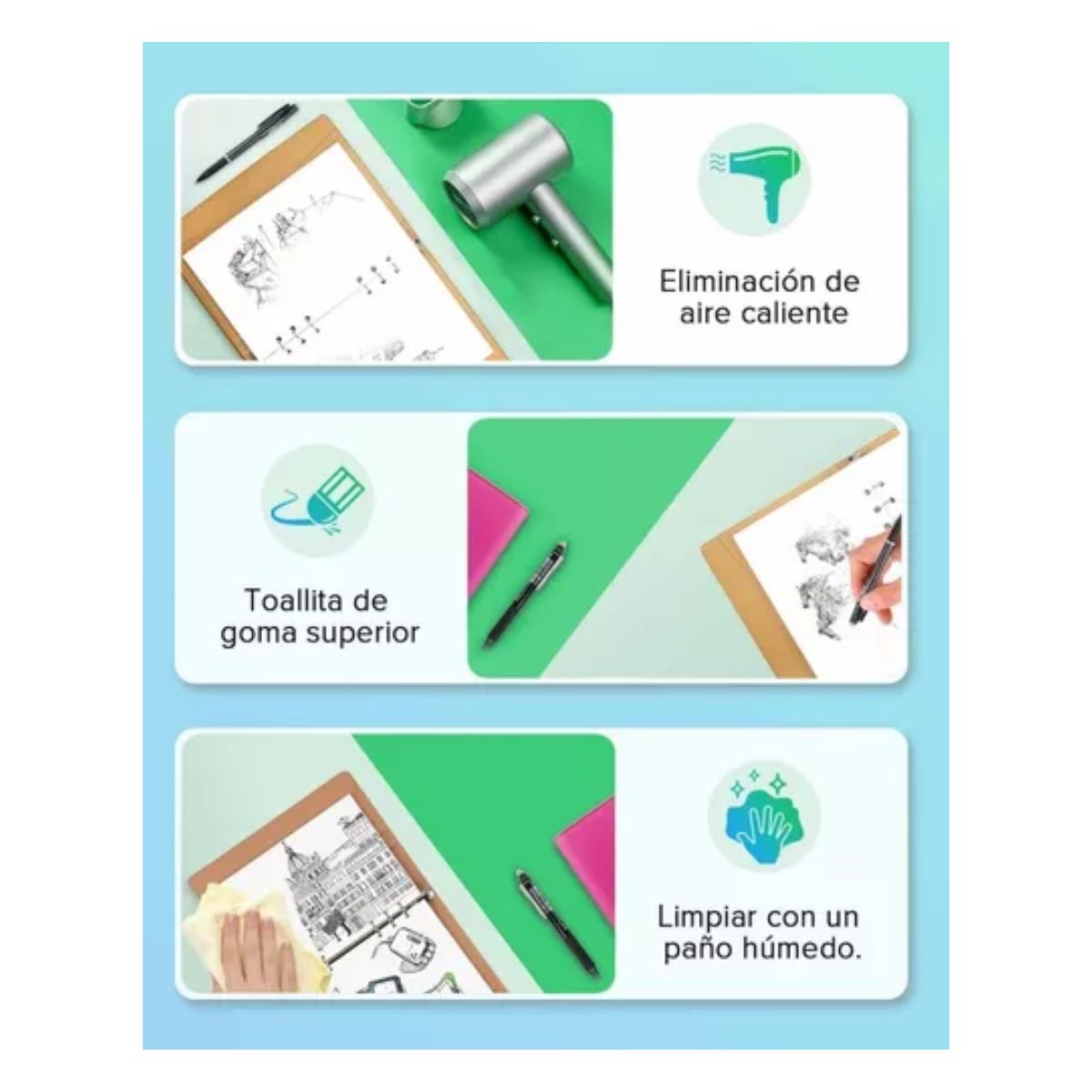 Cuaderno Inteligente Reutilizable Libreta 100 Page 2 Plumas Gris 