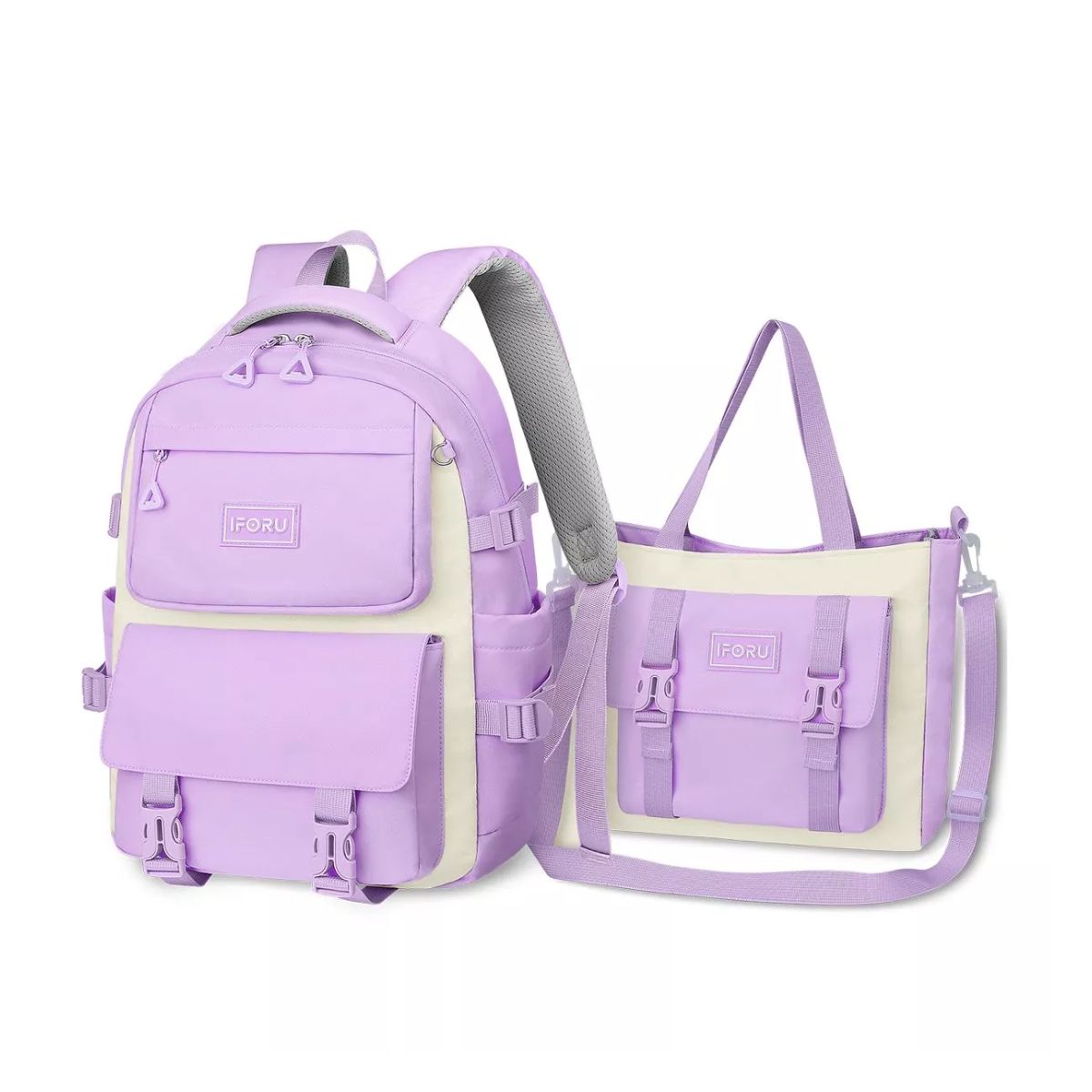 Mochila escolar Backpack-13N color Negro diseño liso 30 L Morado