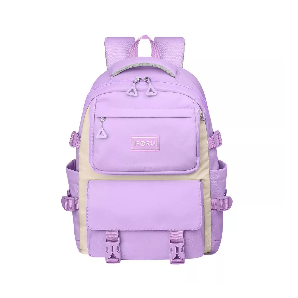 Mochila escolar Backpack-13N color Negro diseño liso 30 L Morado