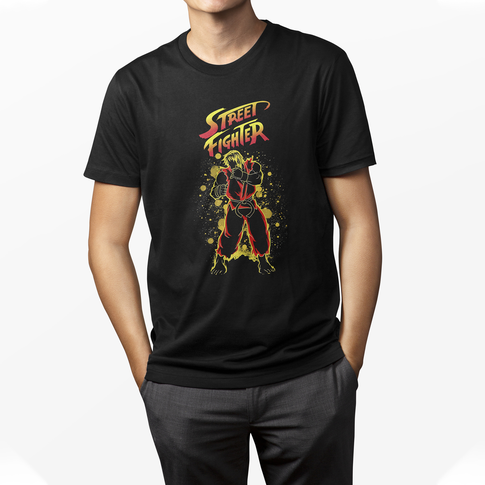 Playera Negra Street Fighter Ryu para Caballero Negra