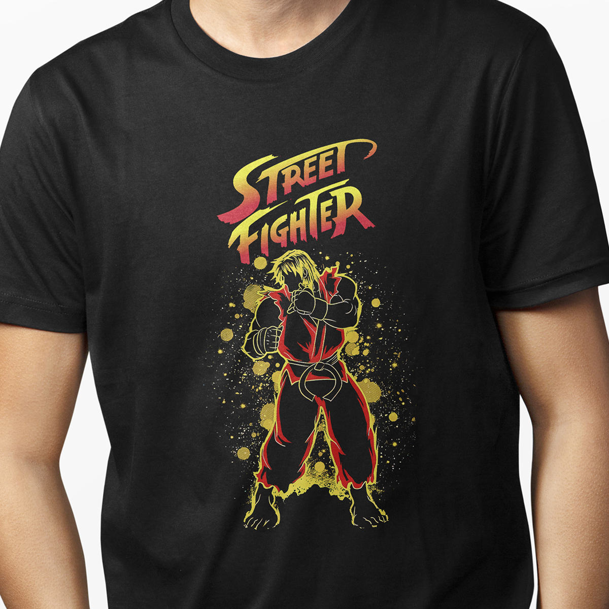 Playera Negra Street Fighter Ryu para Caballero Negra